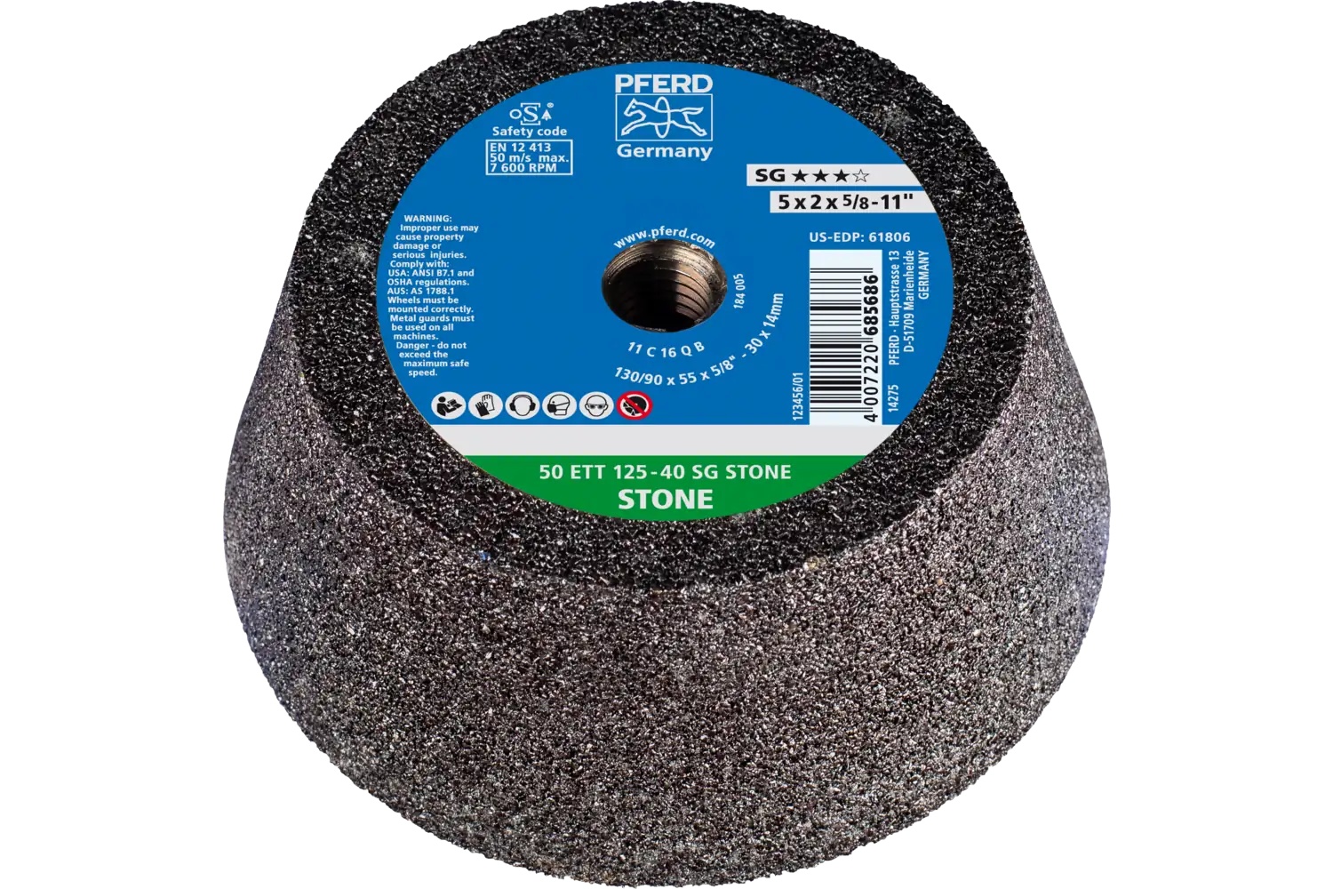Picture of Pferd Cup Wheel, 5" X 3-3/4 X 5/8-11, Sg Stone, T11, Silicon Carbide (Sic)